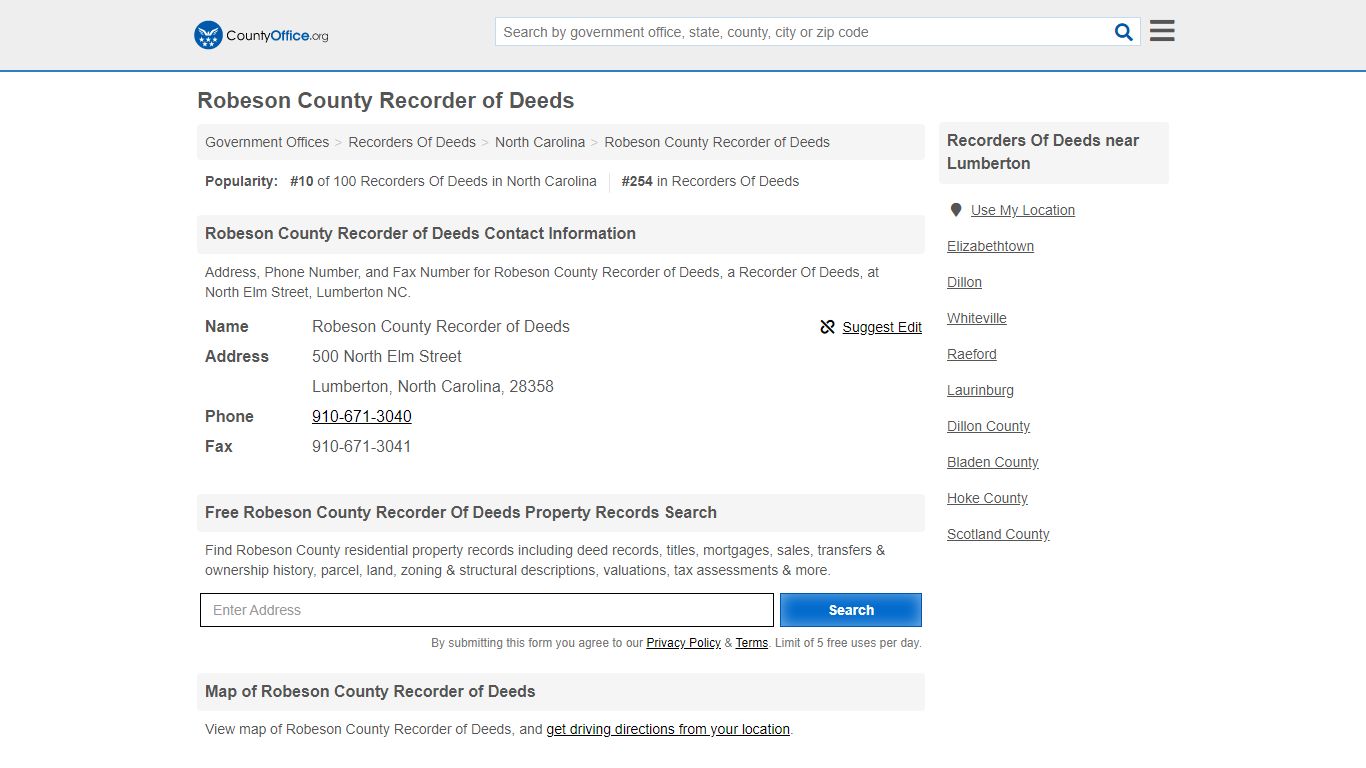 Robeson County Recorder of Deeds