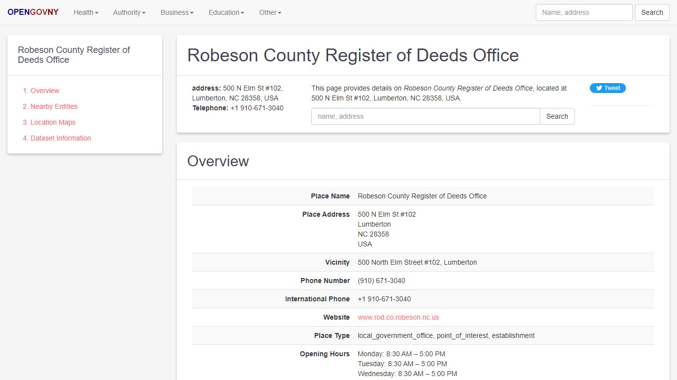 Robeson County Register of Deeds Office · 500 N Elm St #102, Lumberton ...